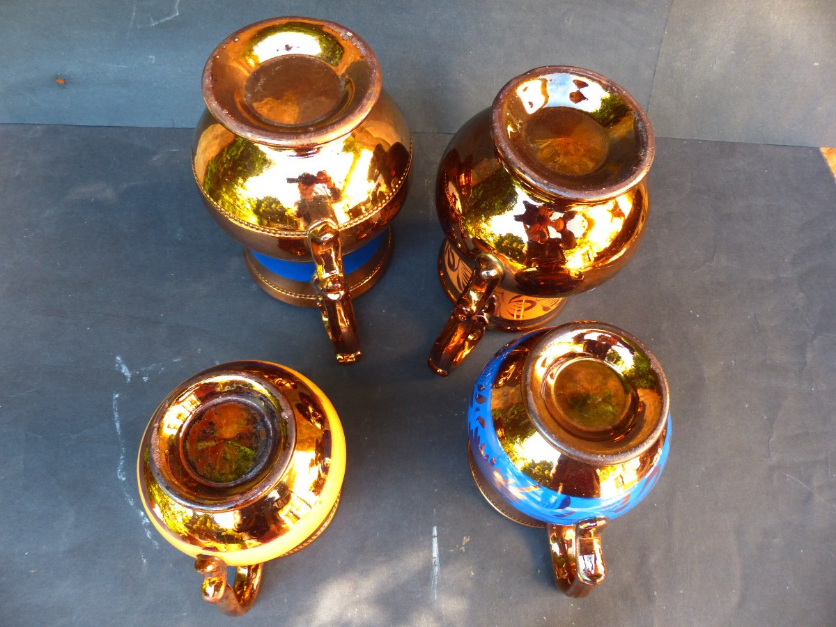 4 Jersey Pitchers In Glossy Earthenware From The 19th Century-photo-3