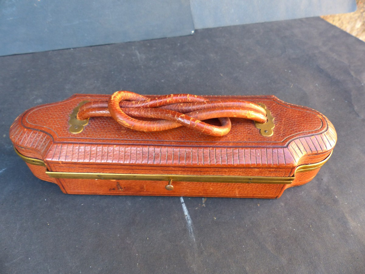 Encrier De Voyage Gainerie Cuir Napoléon III-photo-2