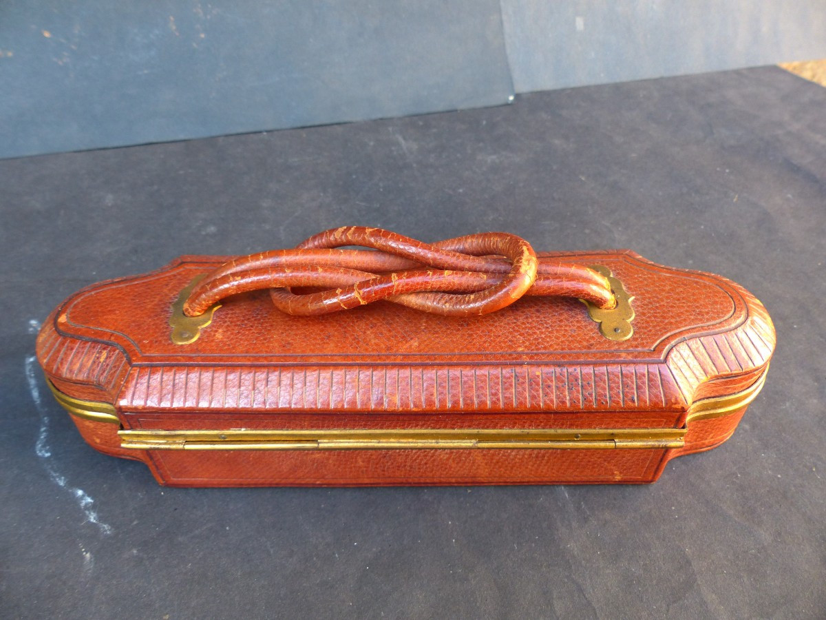 Encrier De Voyage Gainerie Cuir Napoléon III-photo-4