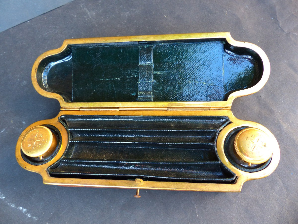 Encrier De Voyage Gainerie Cuir Napoléon III-photo-2