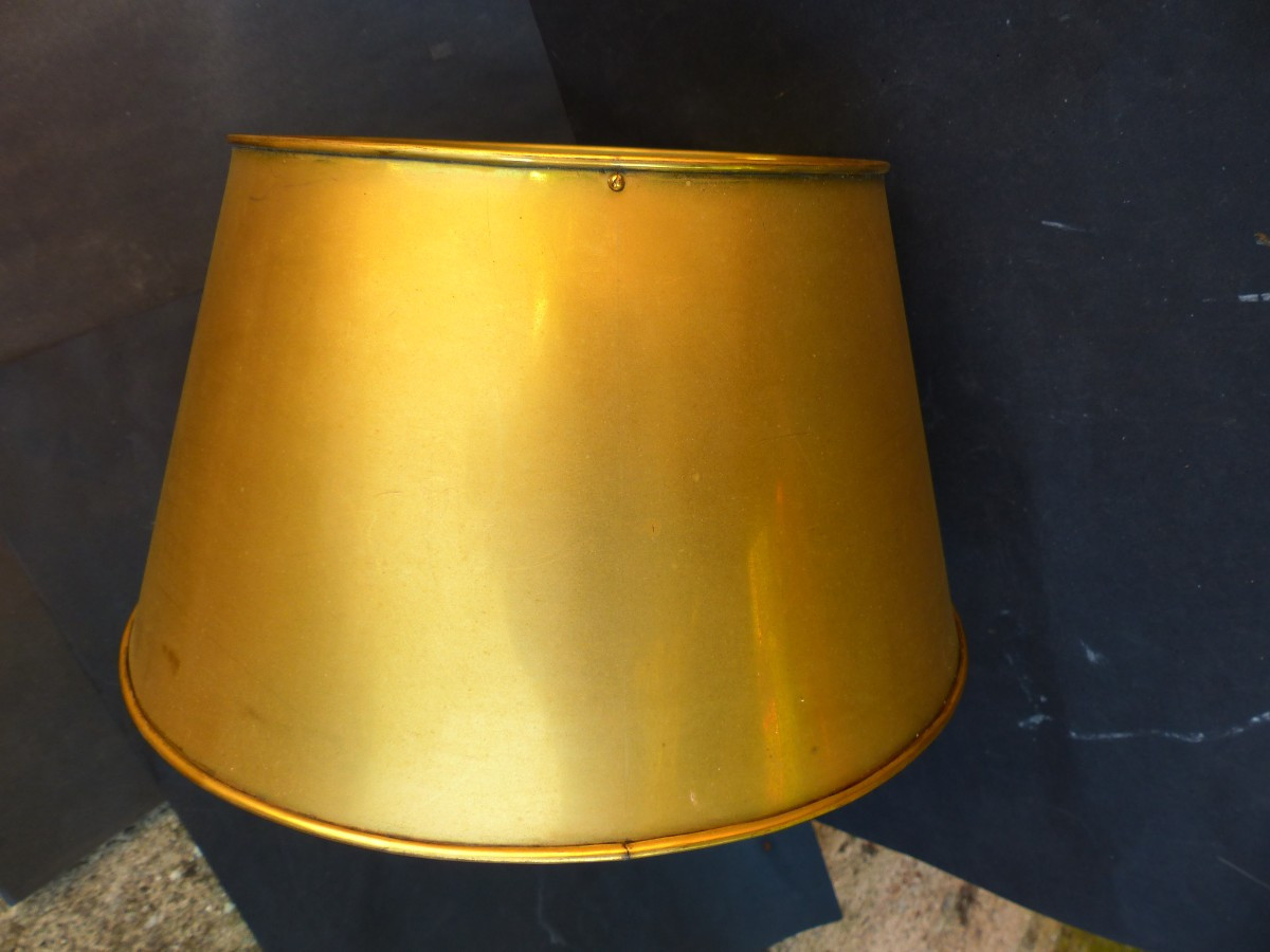 Paintable & Gold Metal Lampshade, Large Decoration, 1960s-photo-2
