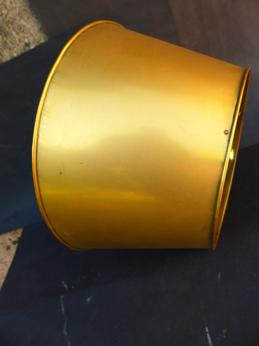 Paintable & Gold Metal Lampshade, Large Decoration, 1960s-photo-3