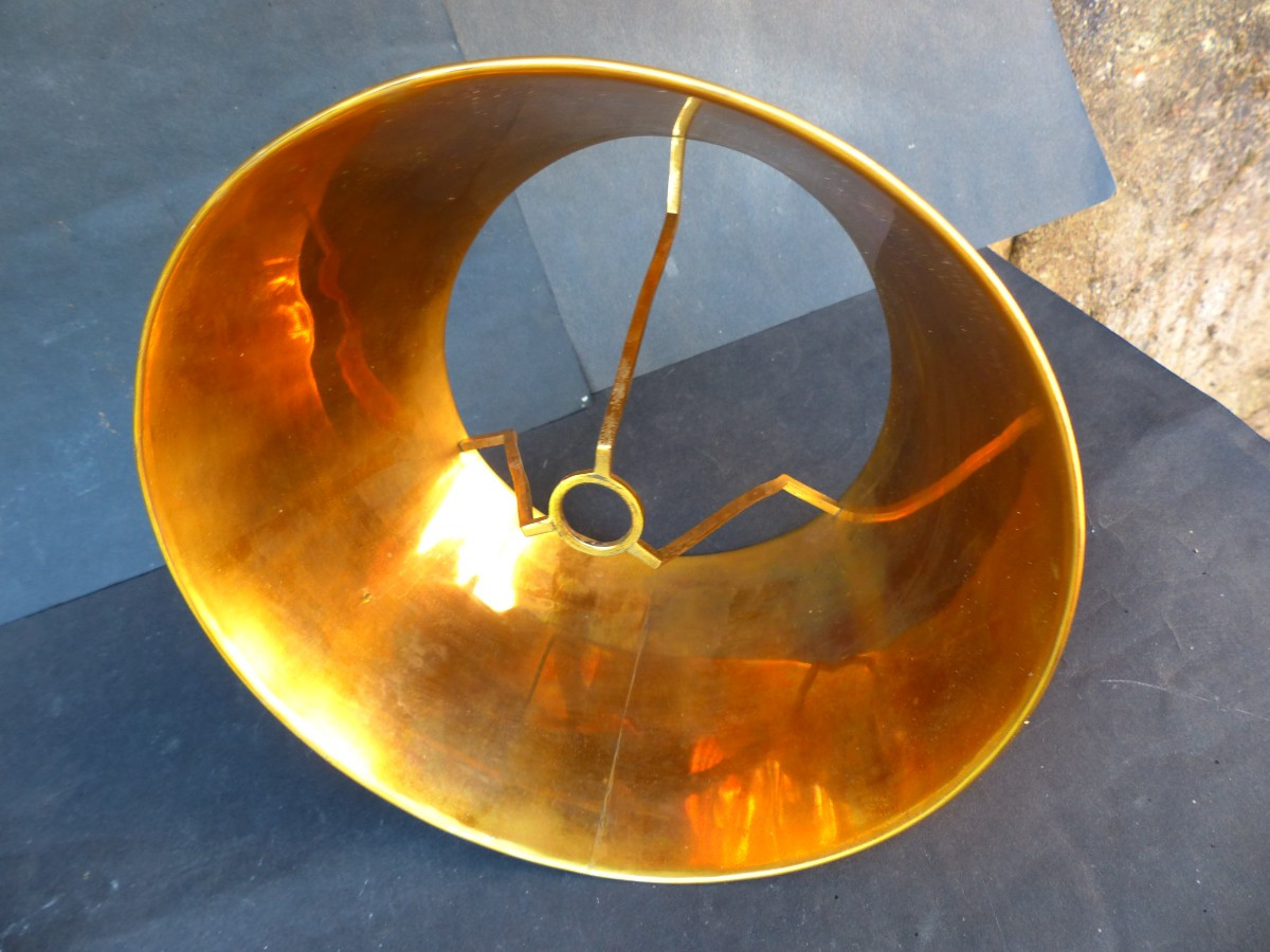 Paintable & Gold Metal Lampshade, Large Decoration, 1960s-photo-1