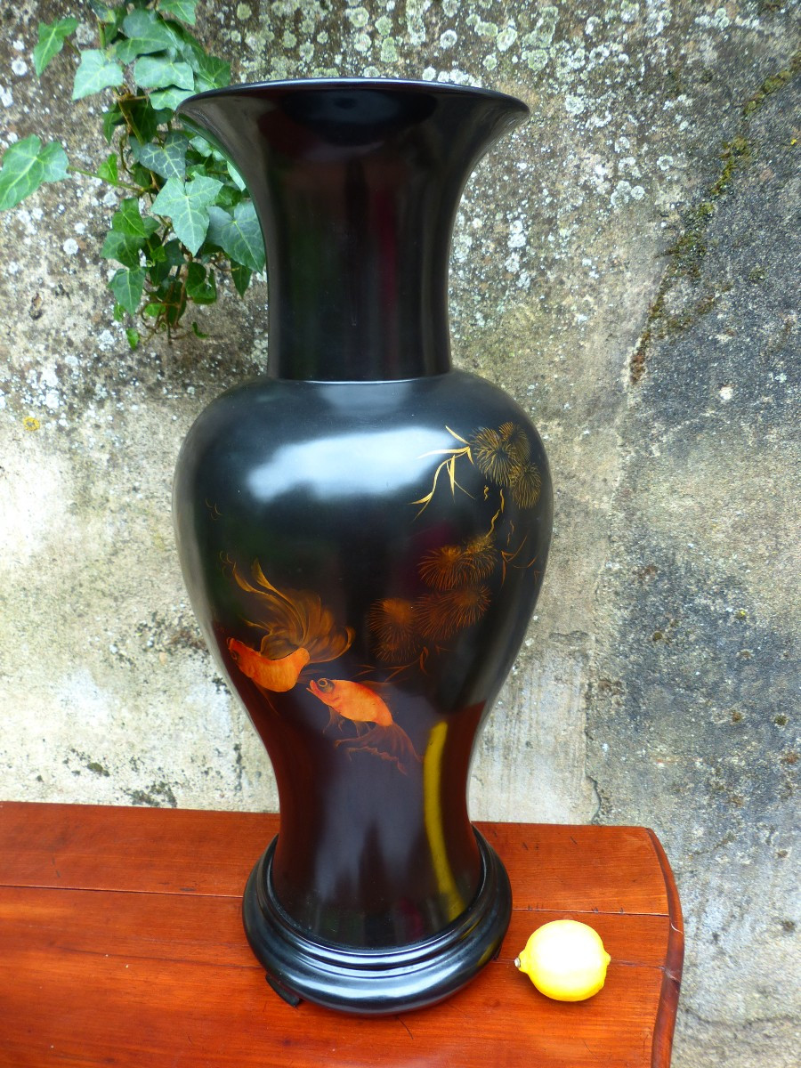 Large Lacquered Vase Vietnam Thanh Ley Taste -photo-4