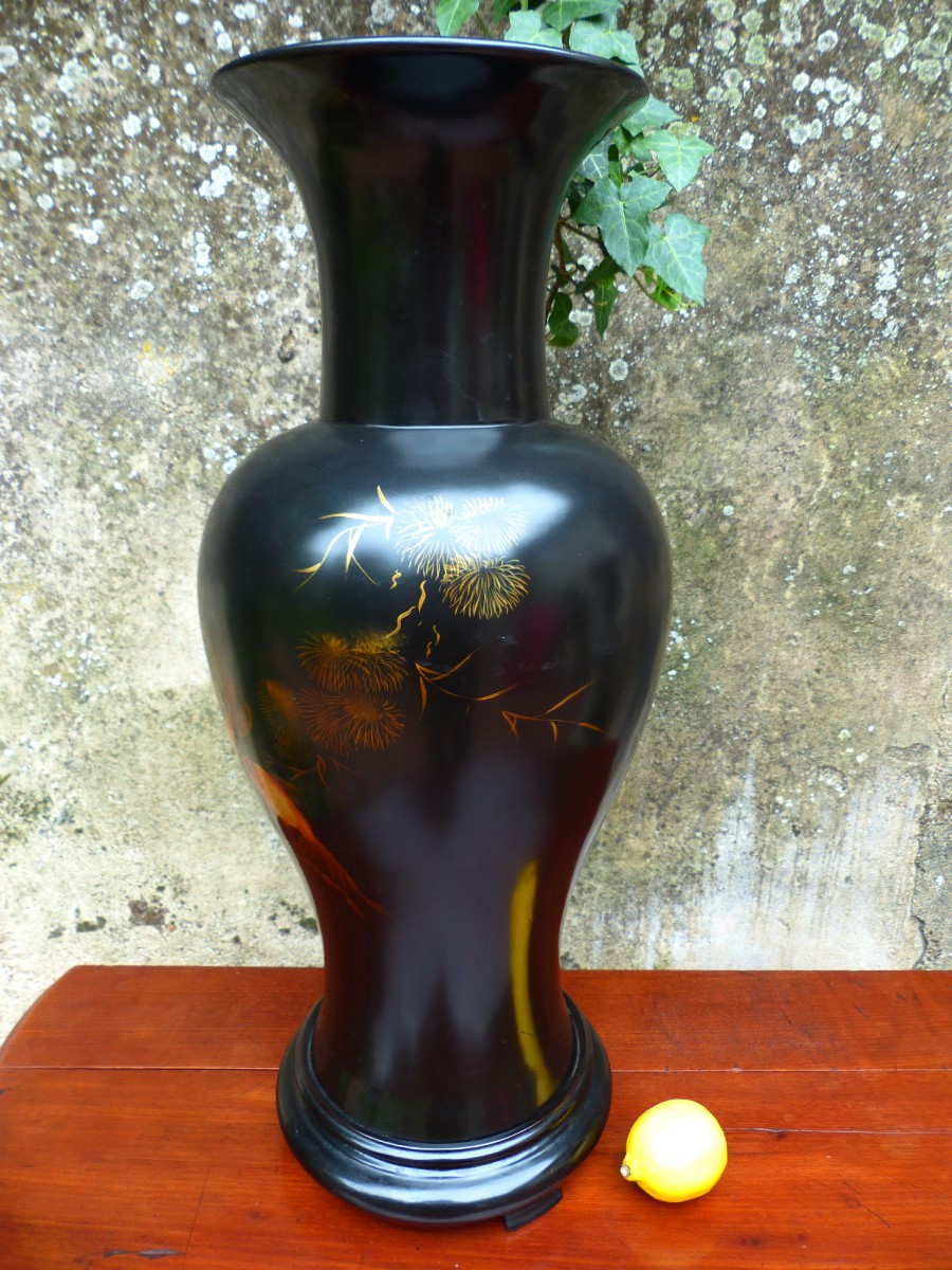 Large Lacquered Vase Vietnam Thanh Ley Taste -photo-3
