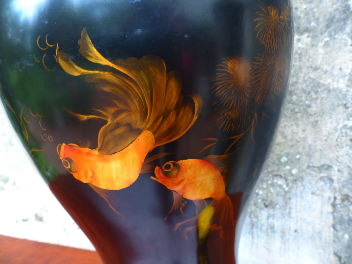 Large Lacquered Vase Vietnam Thanh Ley Taste -photo-4