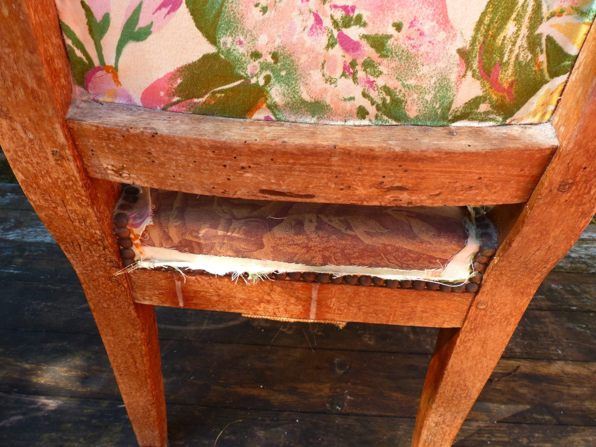 Chaise 18ème Siècle Hêtre Modèle De Jacob ? Toile de jouy Famille Baguenault-photo-5