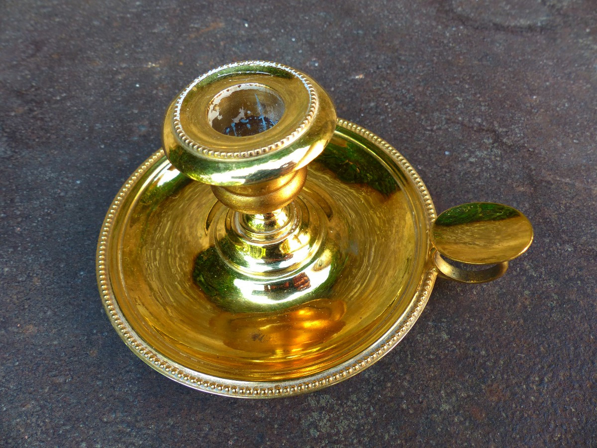 Bougeoir à Main , Rat de Cave, Louis XVI Bronze Doré XIX siècle-photo-2