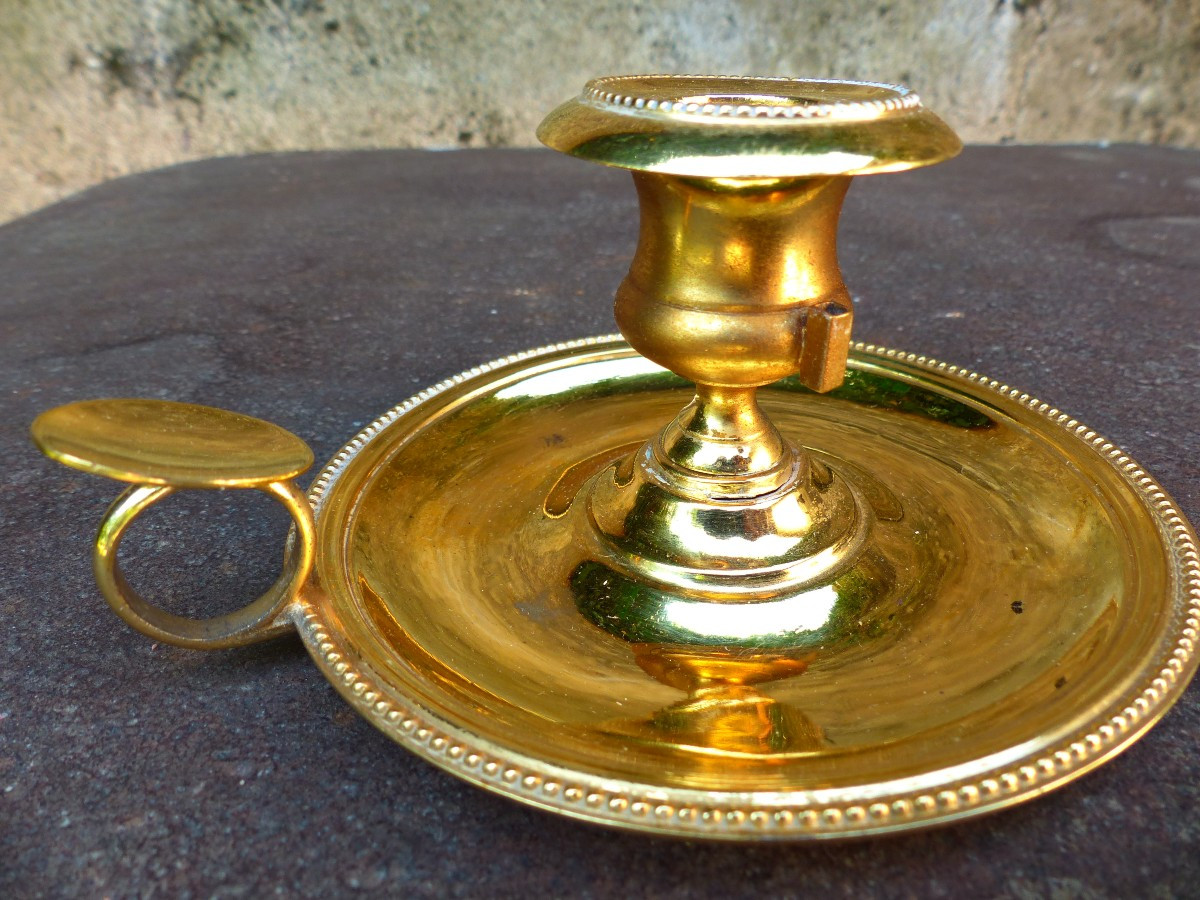 Bougeoir à Main , Rat de Cave, Louis XVI Bronze Doré XIX siècle-photo-4