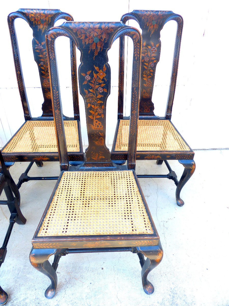 Set de 6 Chaises Chippendale Laquées Chine 1890-photo-3