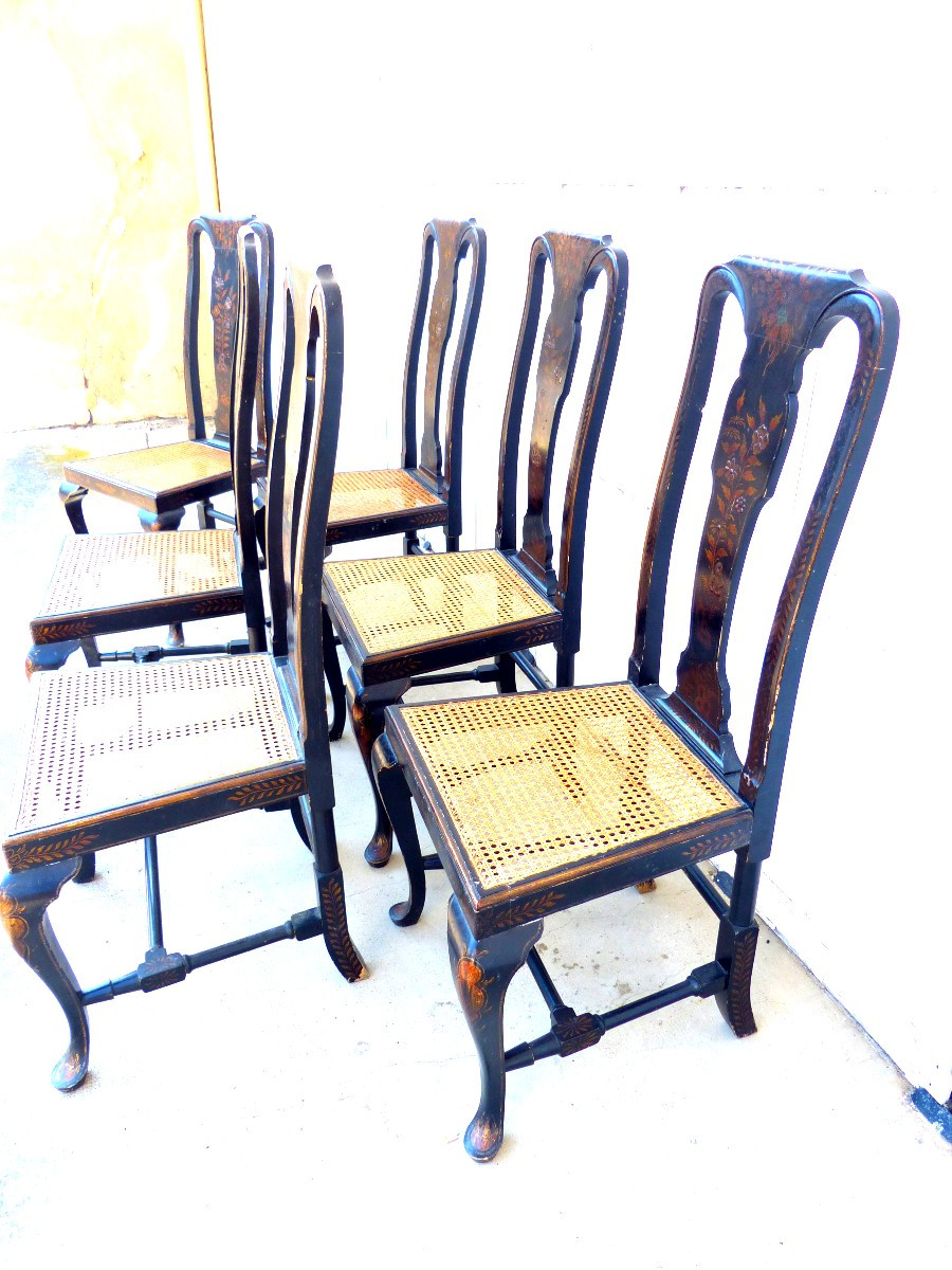 Set de 6 Chaises Chippendale Laquées Chine 1890-photo-4