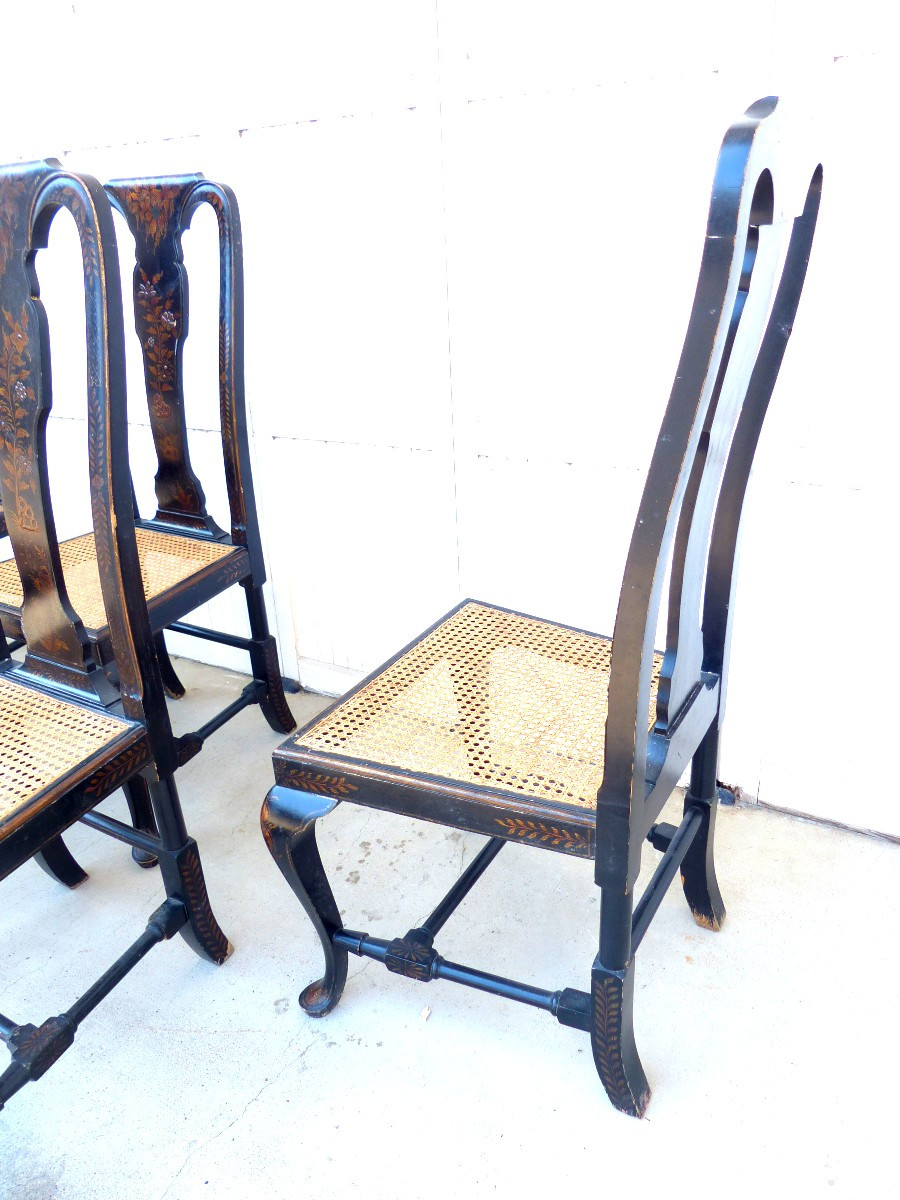 Set de 6 Chaises Chippendale Laquées Chine 1890-photo-1
