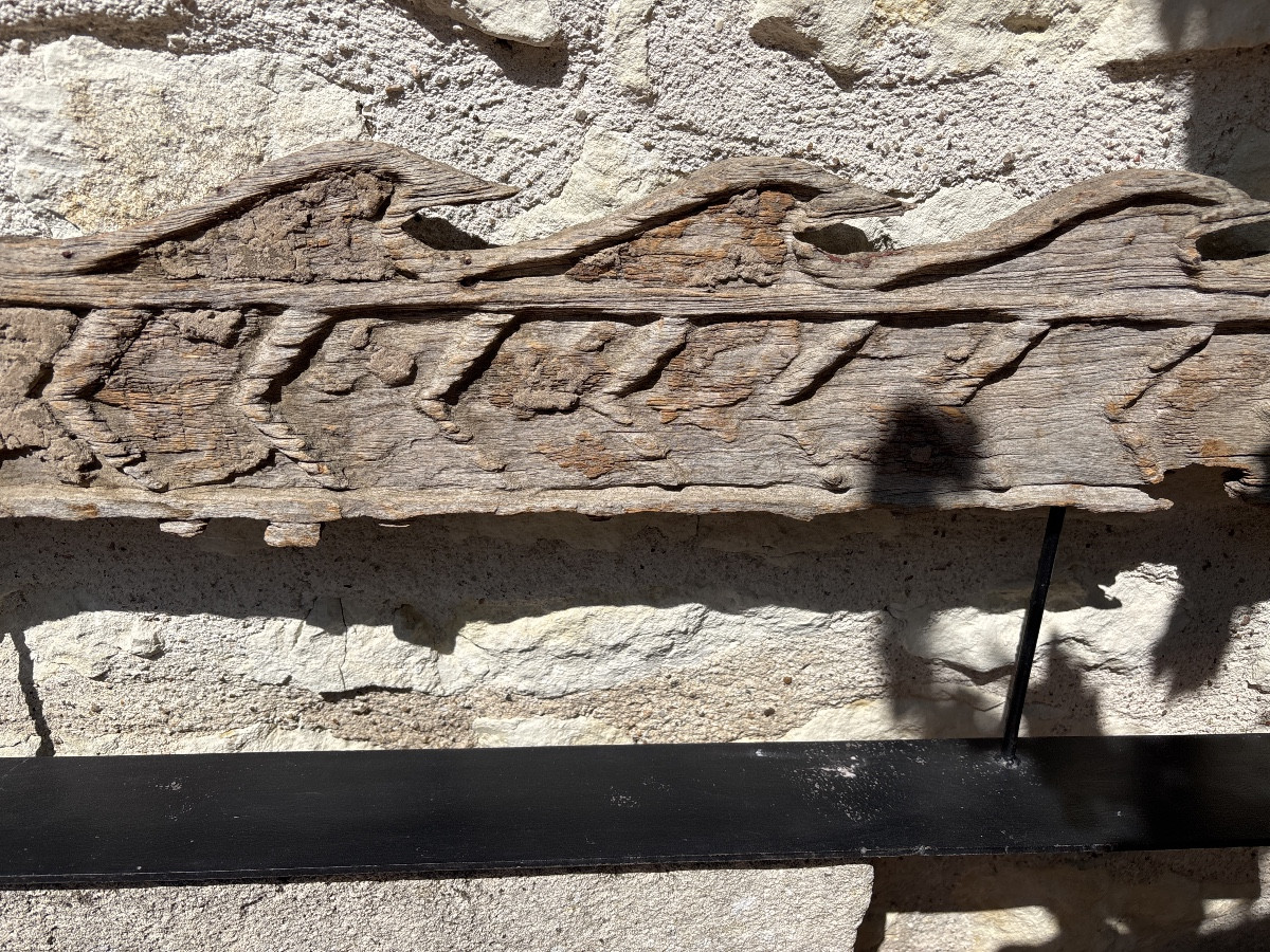 Length: 125 Cm. Far East Archaic Bas-relief In Carved Wood  -photo-3