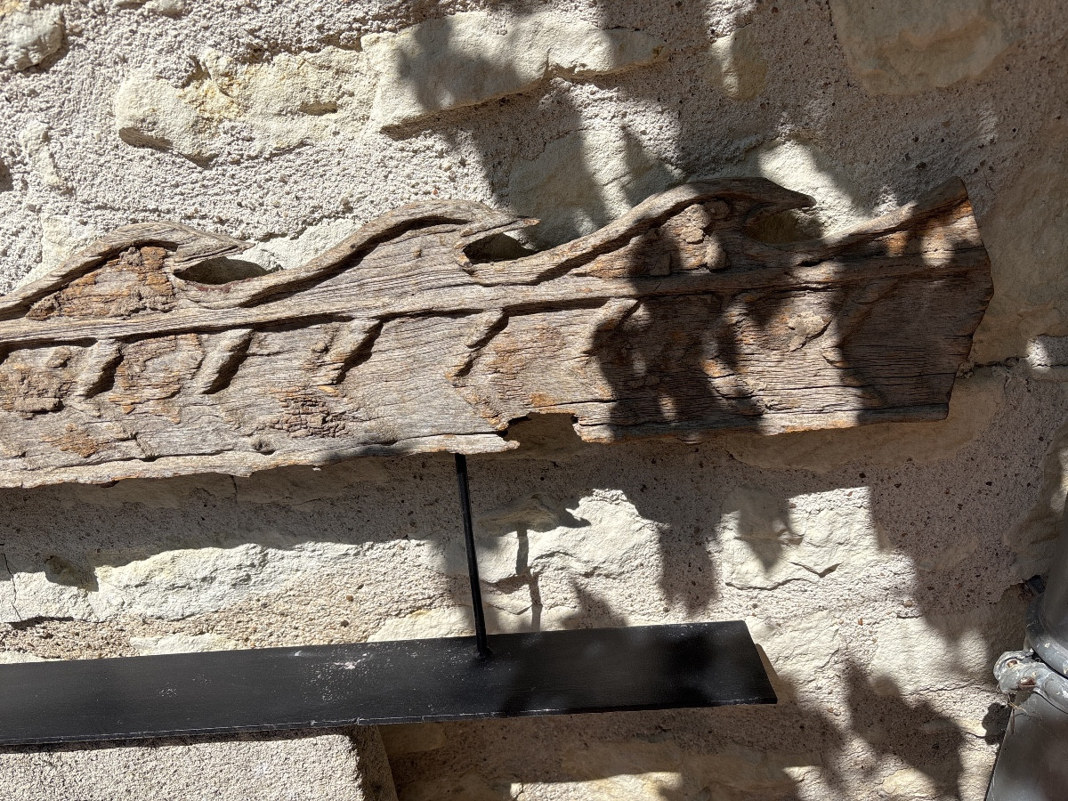 Length: 125 Cm. Far East Archaic Bas-relief In Carved Wood  -photo-4