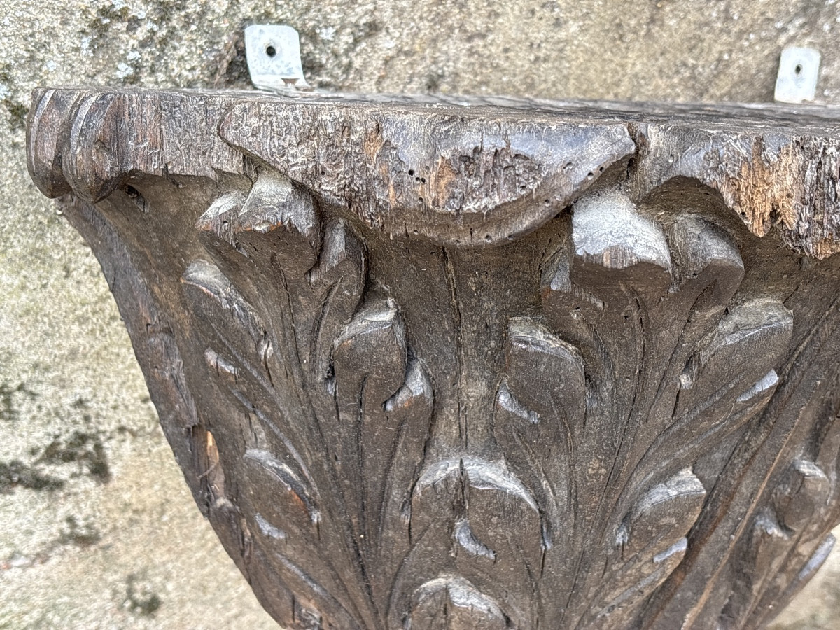 18th Century Linden Wall Console Shelf Lamp Base -photo-2