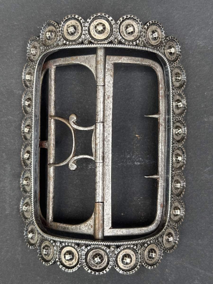 18th Century Louis XV Silver And Steel Shoe Buckle 