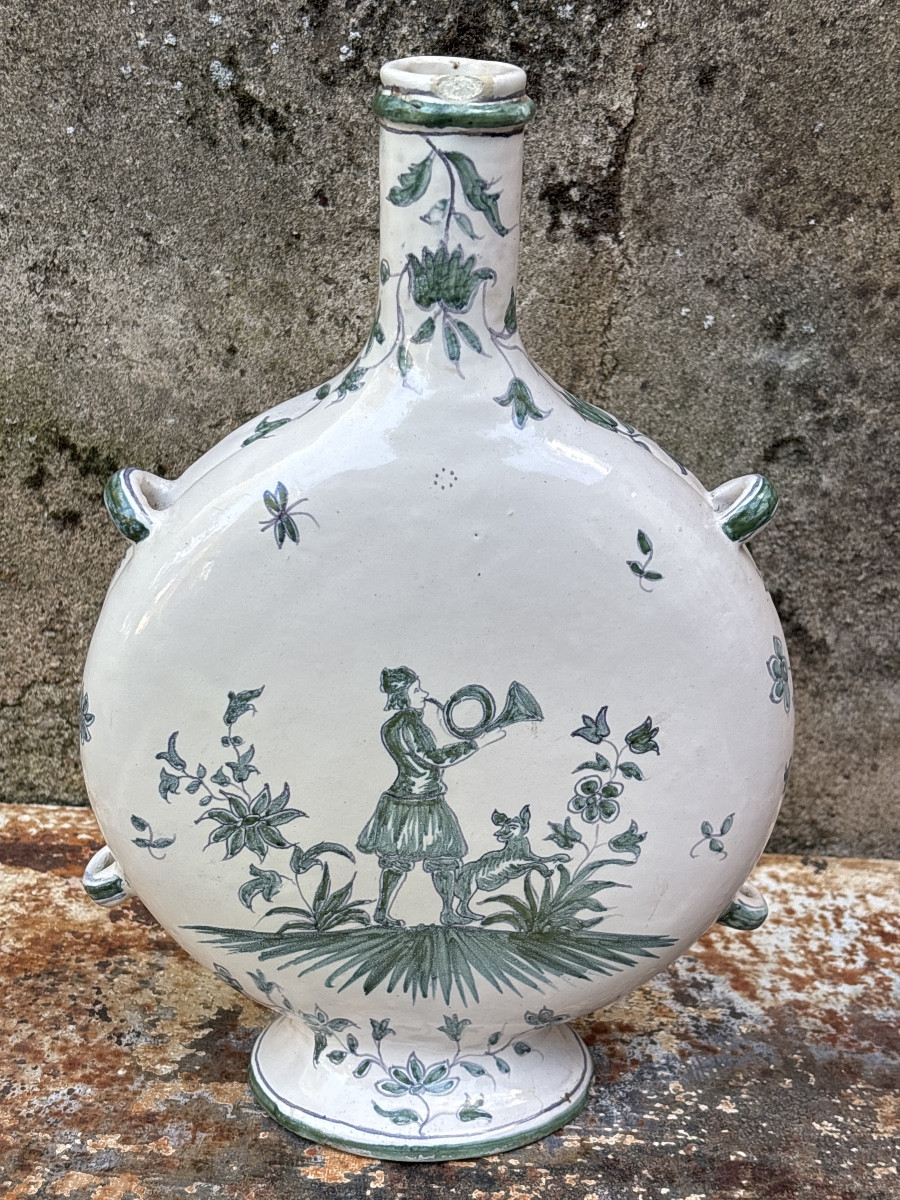 Moustiers Earthenware Gourd Circa 1900 Hunting