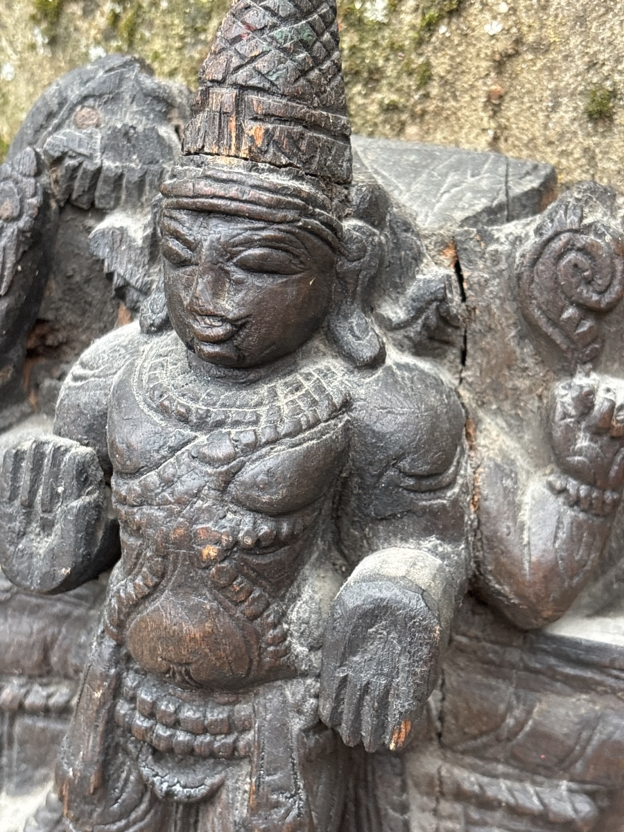 India Bas Relief Carved Wood -photo-2