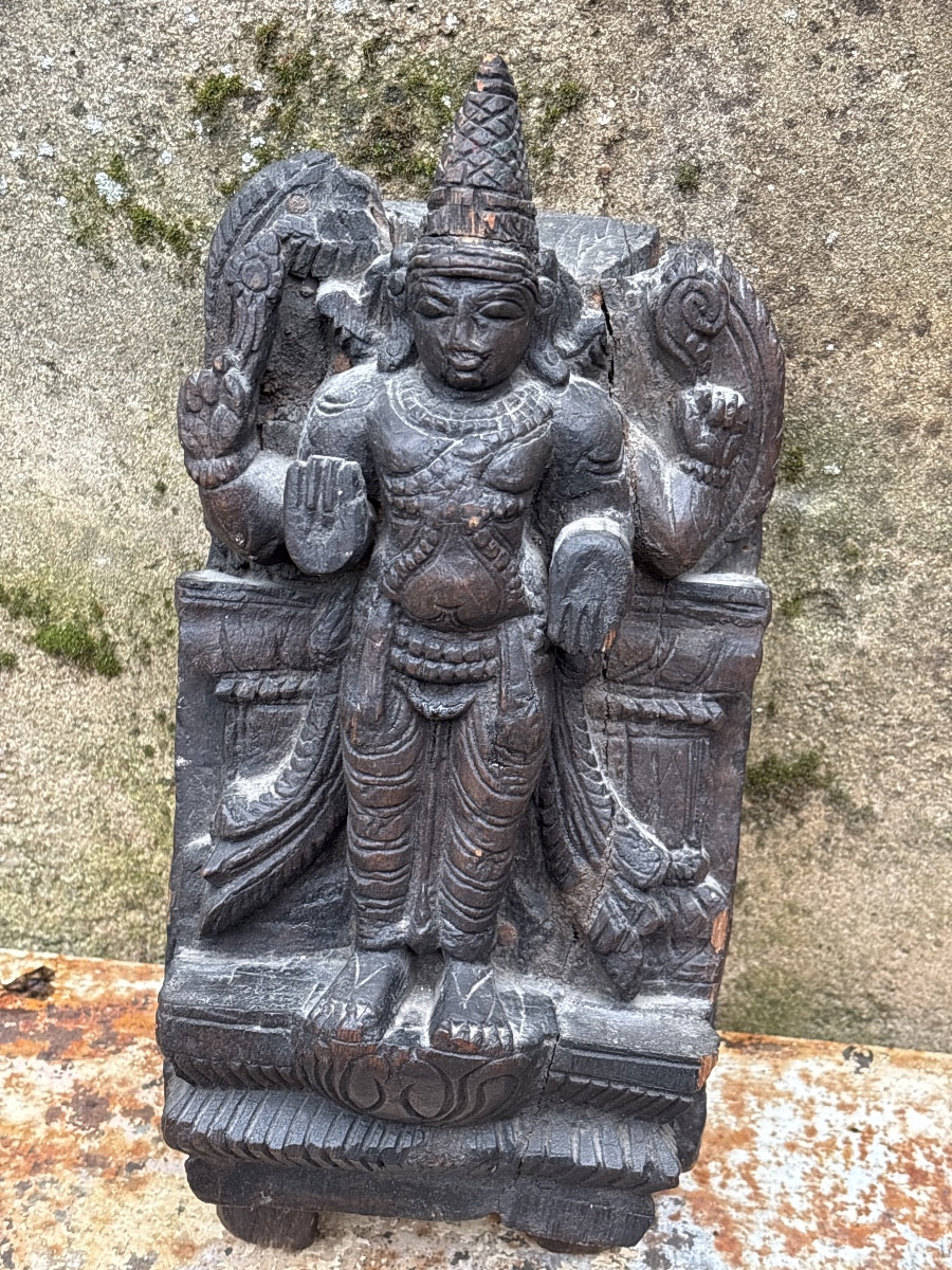 India Bas Relief Carved Wood 