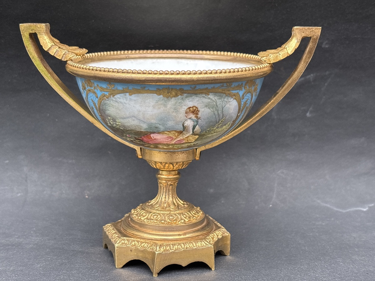 19th Century Sèvres Style Ring Sizer In Gilt Bronze And Porcelain -photo-4