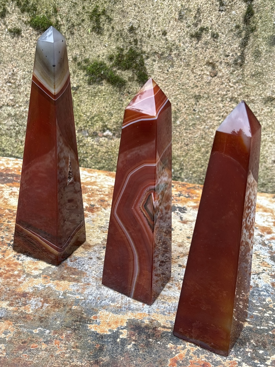3 Obélisques en Agate rubanées -photo-3