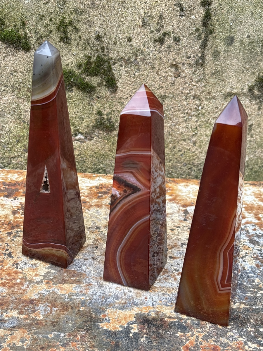 3 Obélisques en Agate rubanées -photo-4