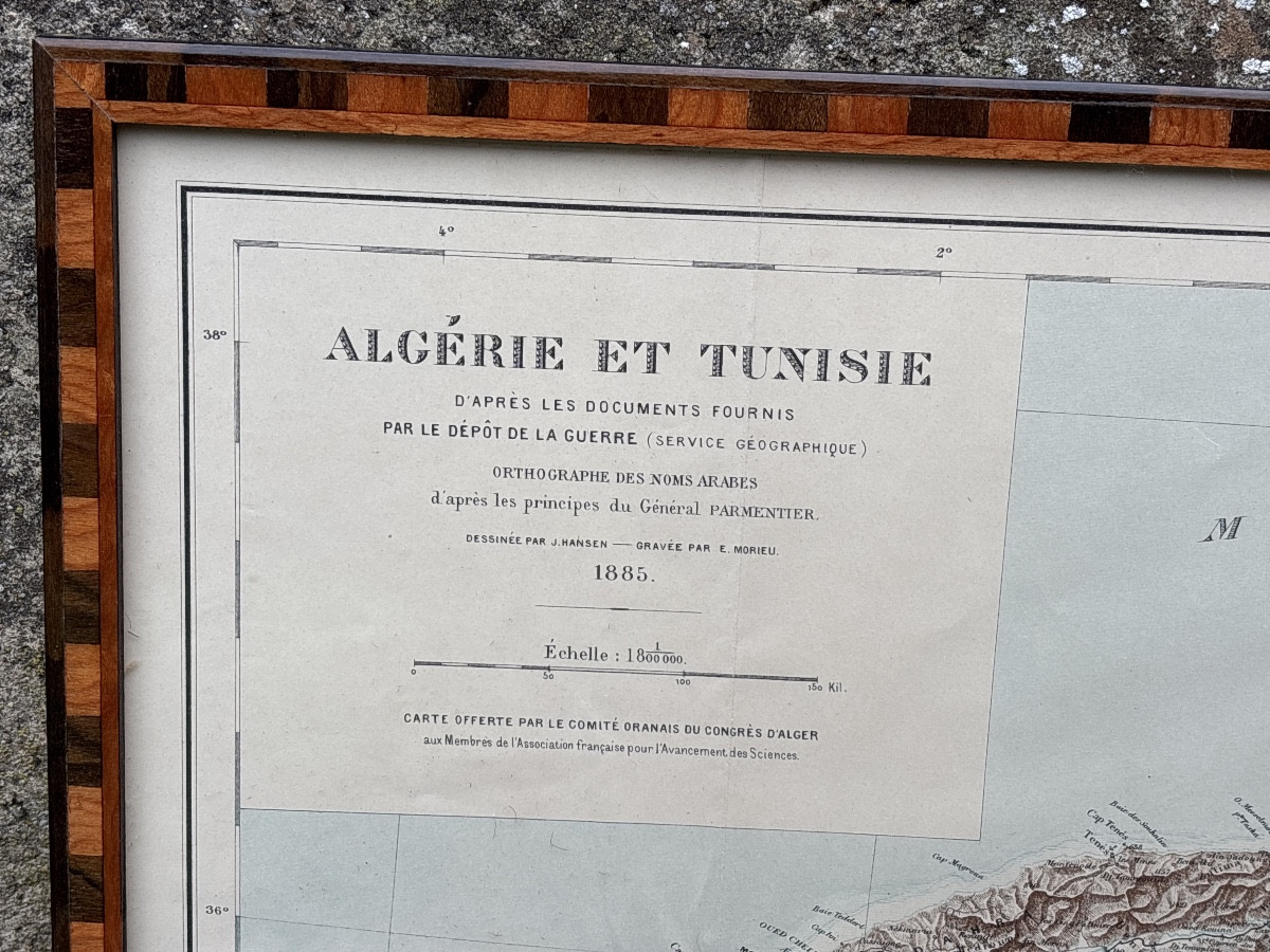 Art Deco Baguette Frame For Maybe Algeria Tunisia Map-photo-2