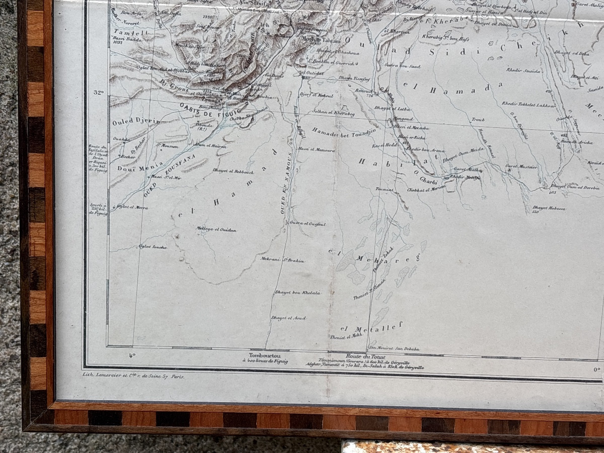 Art Deco Baguette Frame For Maybe Algeria Tunisia Map-photo-4