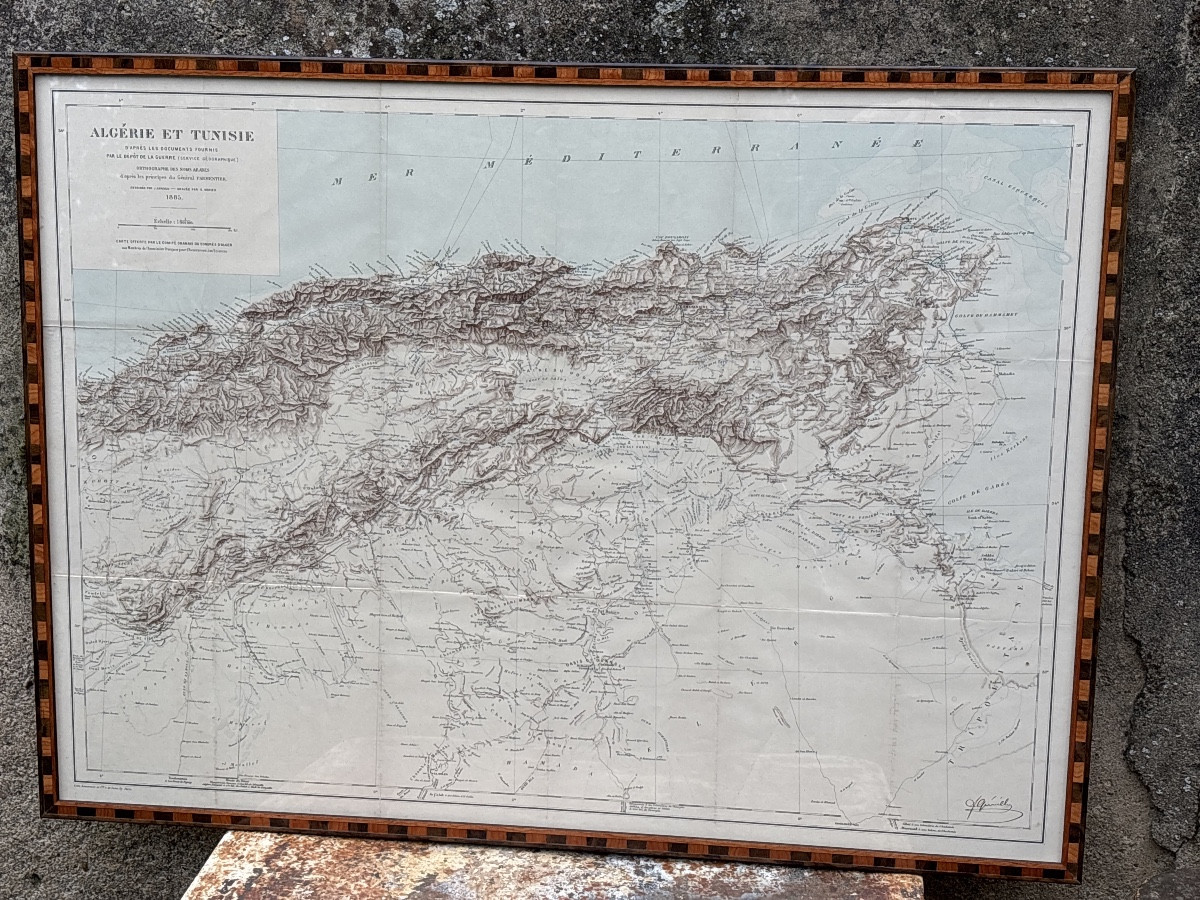 Art Deco Baguette Frame For Maybe Algeria Tunisia Map