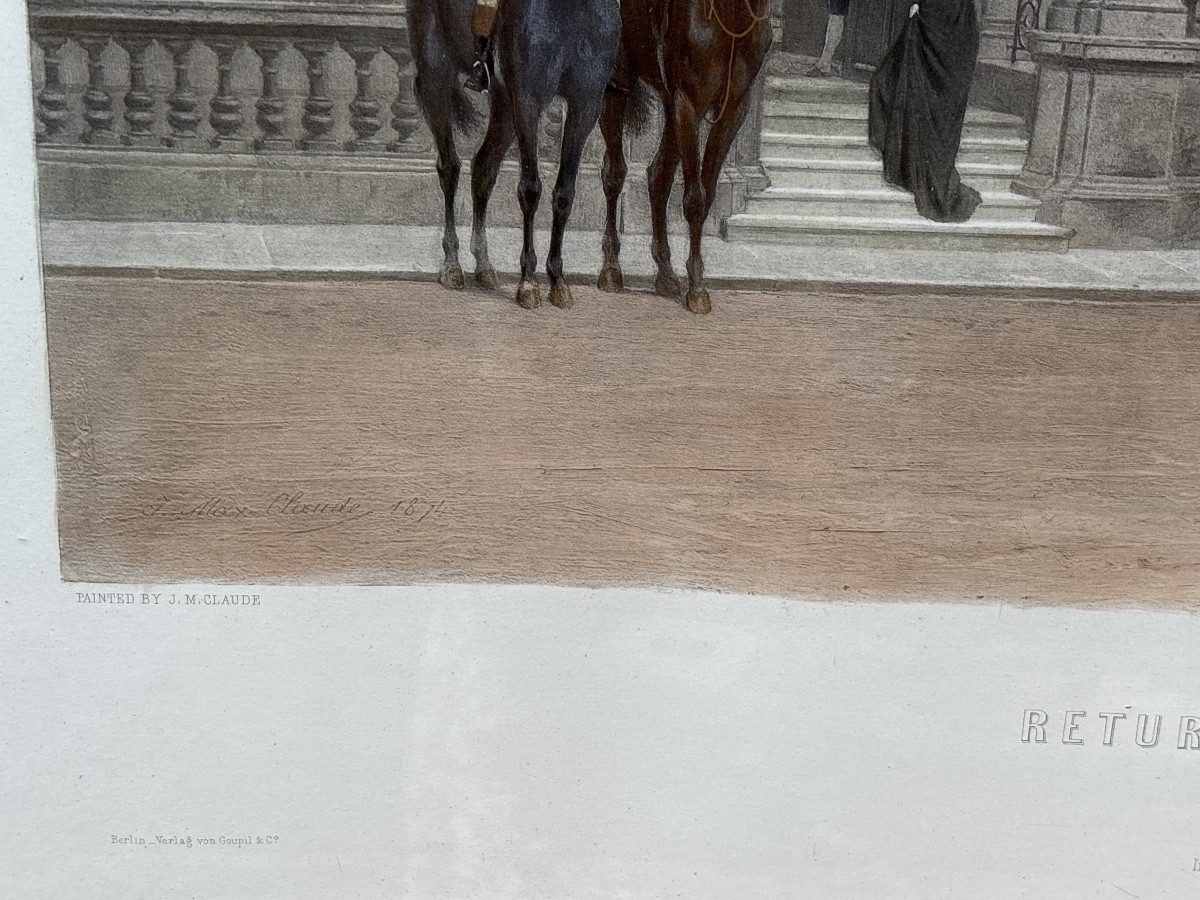 English Litho 19th Century By Girardet (83x 63.5cm.) Amazon Horse -photo-3