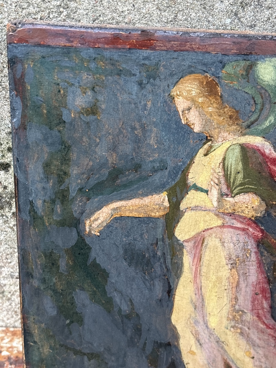 Oil On Panel 18th Italian Archangel Angel -photo-2