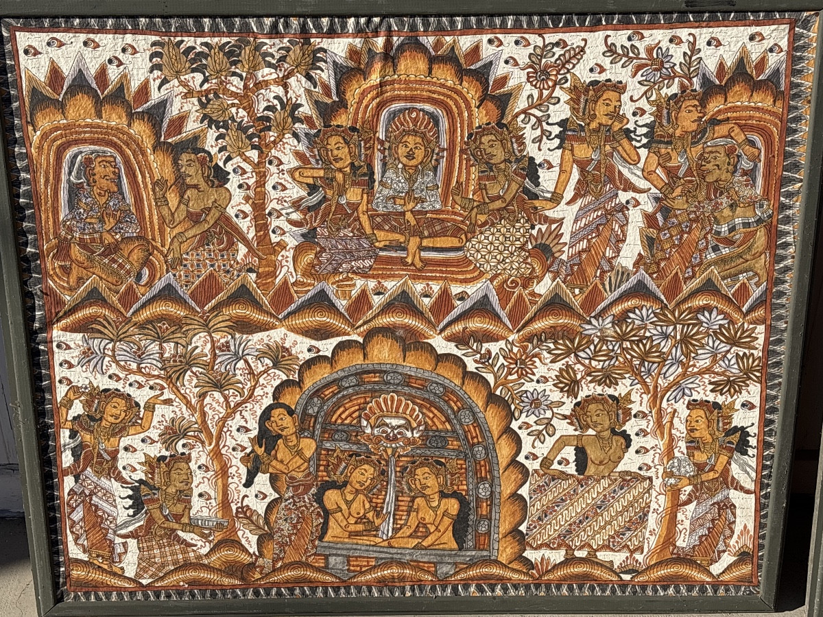 Inde Indonésie paire de panneaux peints -photo-2