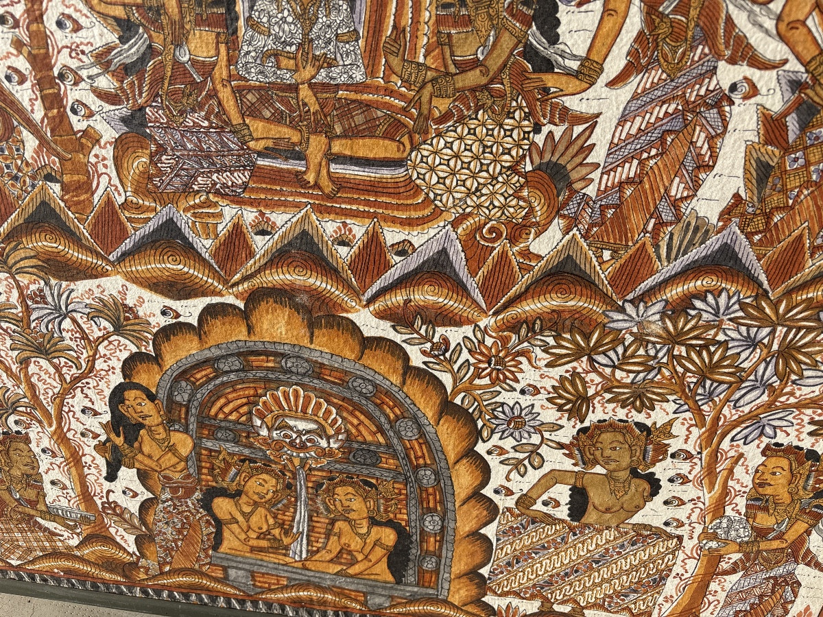 Inde Indonésie paire de panneaux peints -photo-4