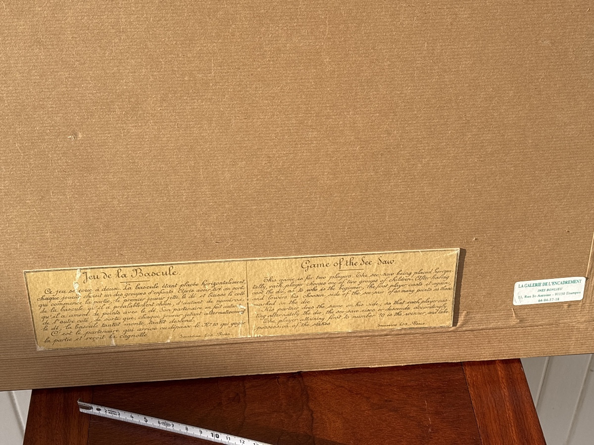 Lithographie 19 eme le jeu de la bascule -photo-1