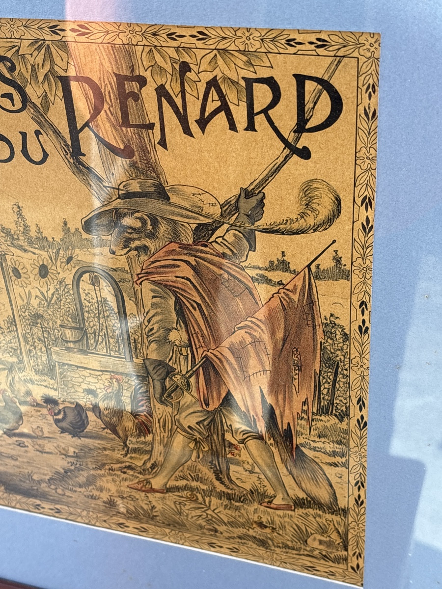 Lithographie 1900 jeu de la poule et du renard -photo-4