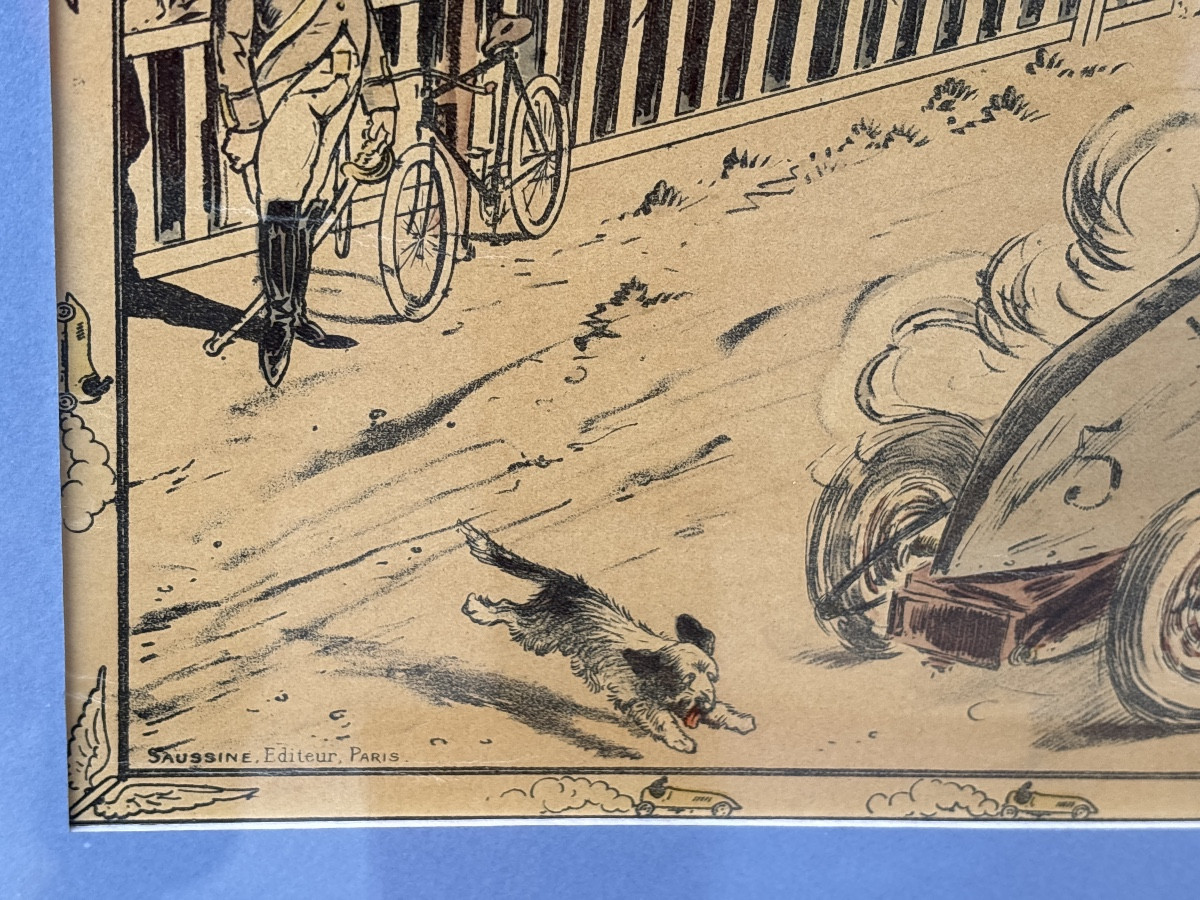 Lithograph Of Car Racing -photo-3