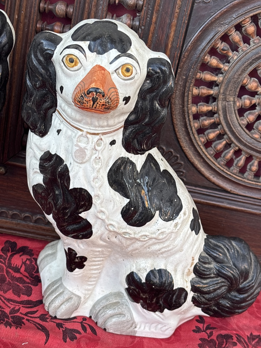 Pair Of 19th-century Staffordshire Wally Dogs -photo-3