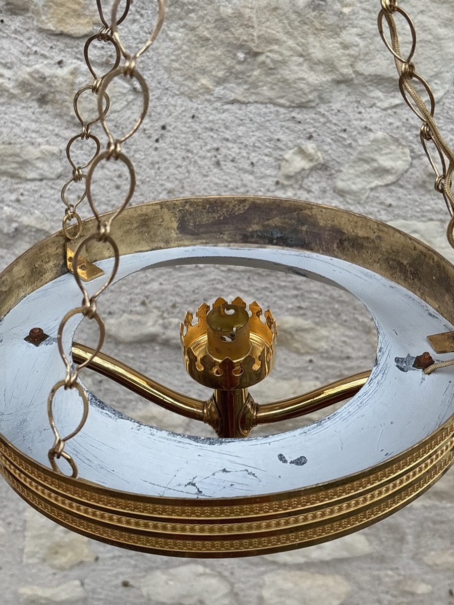 Lustre Plafonnier laiton doré -photo-4