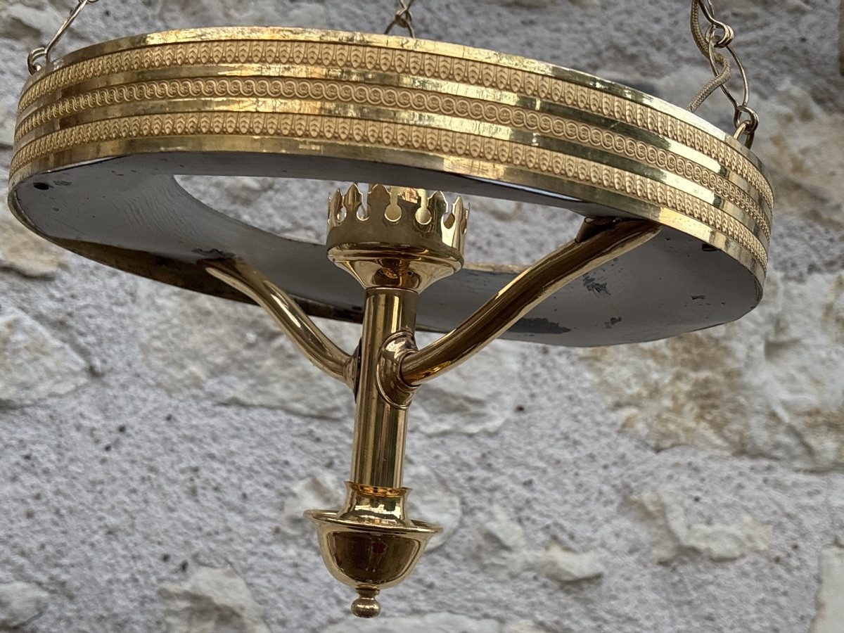 Lustre Plafonnier laiton doré -photo-1