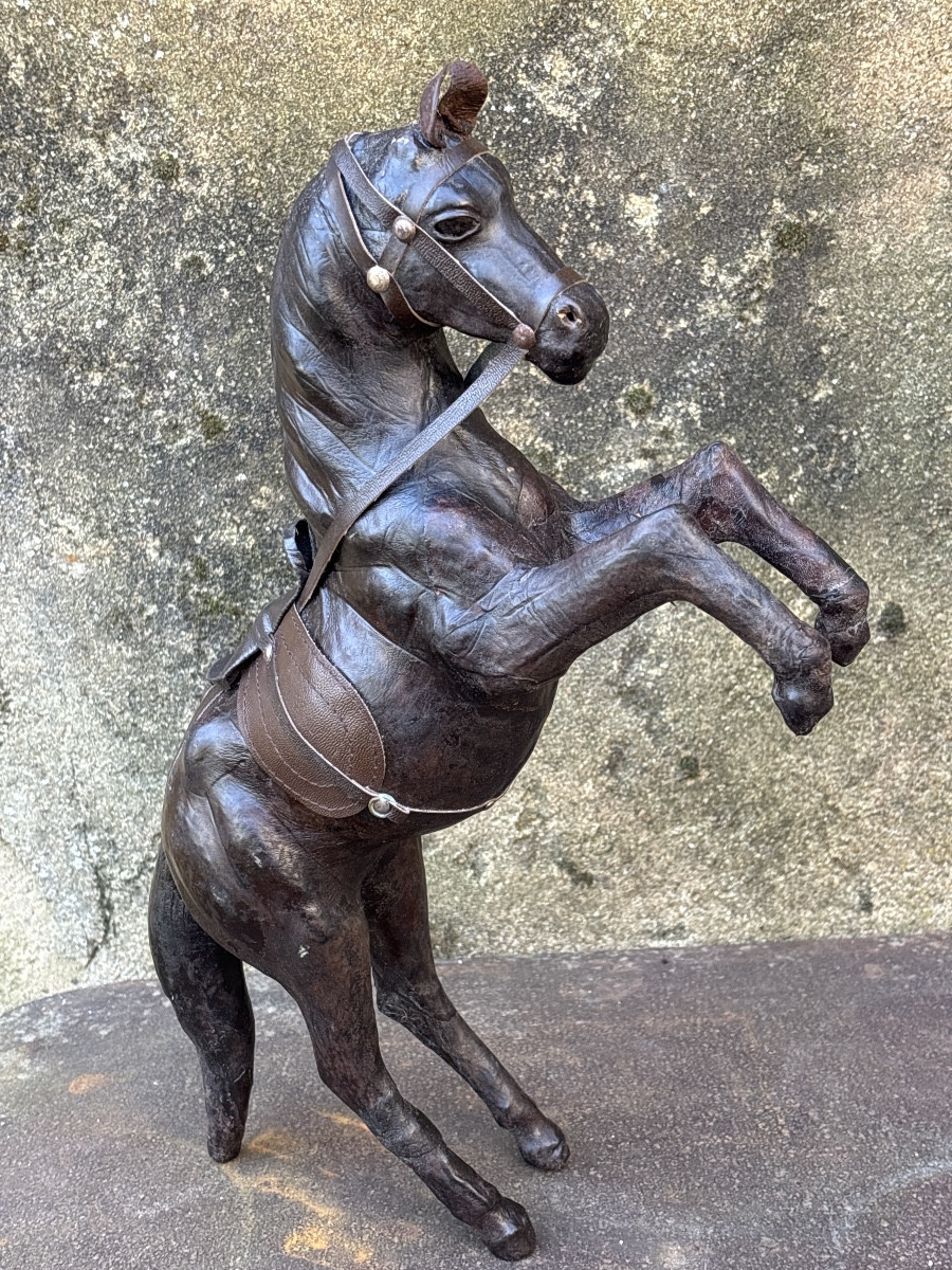 Leather Prancing Horse Circa 1960-70
