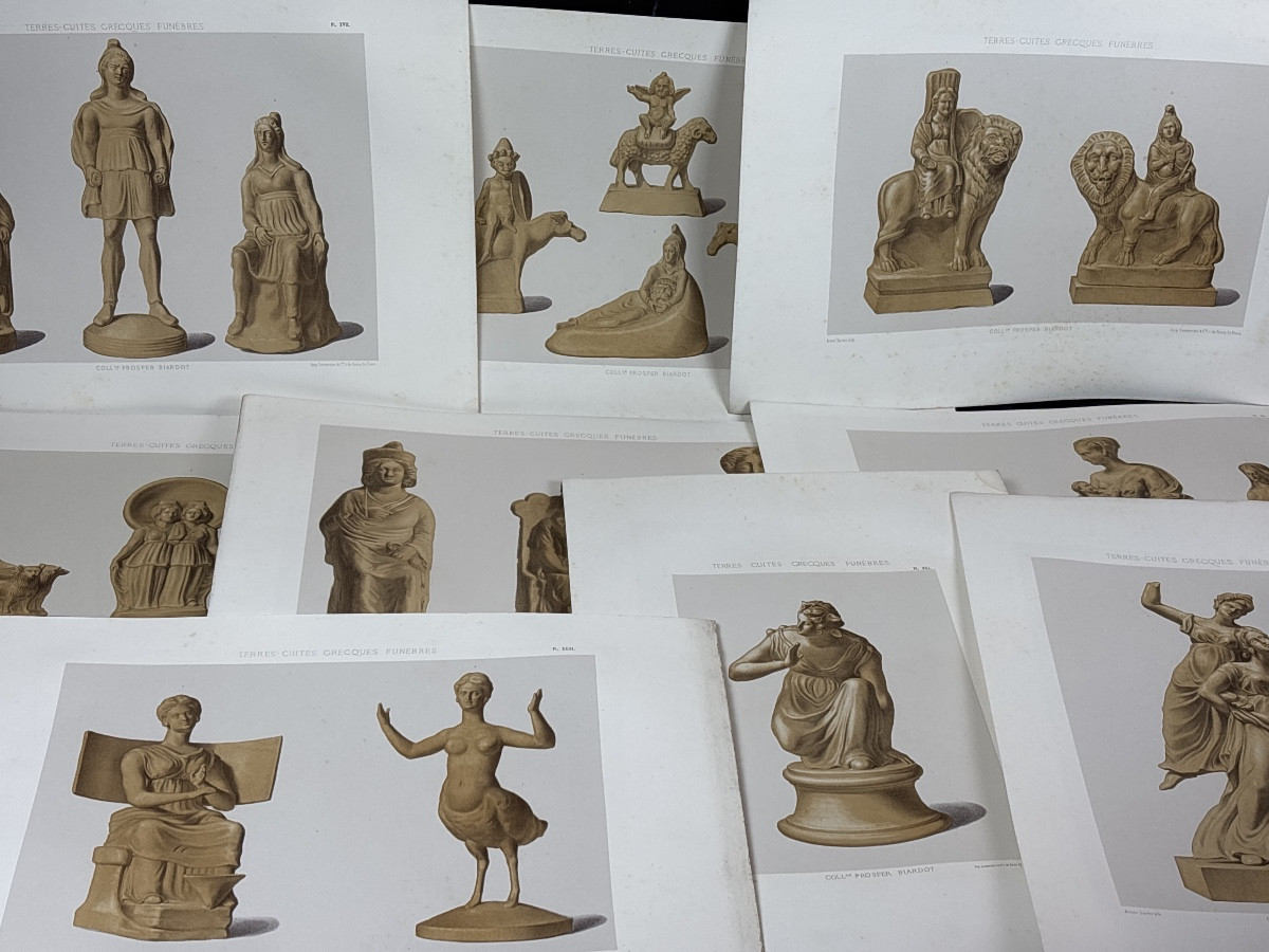 Suite de 36 lithographies 19 eme terres  cuites grecques funèbres -photo-3