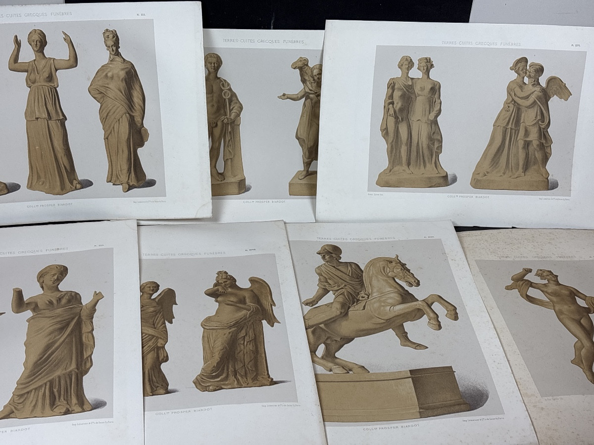 Suite de 36 lithographies 19 eme terres  cuites grecques funèbres -photo-4