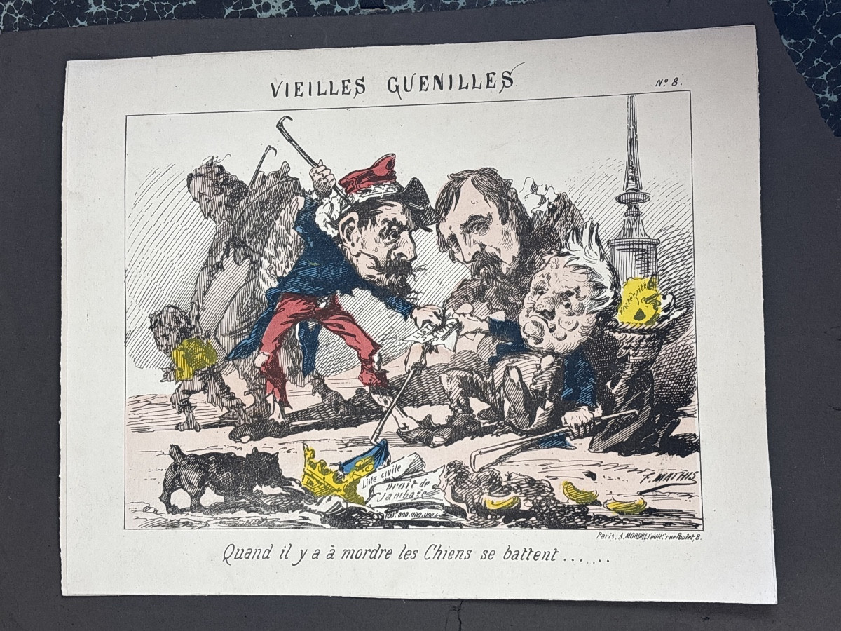 Lot 8 caricatures Napoléon III lithographiées  19 eme -photo-4