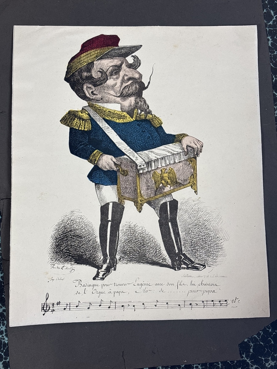 Lot 8 caricatures Napoléon III lithographiées  19 eme -photo-5