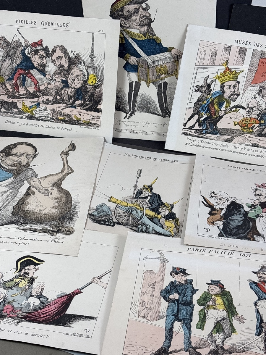Lot 8 caricatures Napoléon III lithographiées  19 eme 
