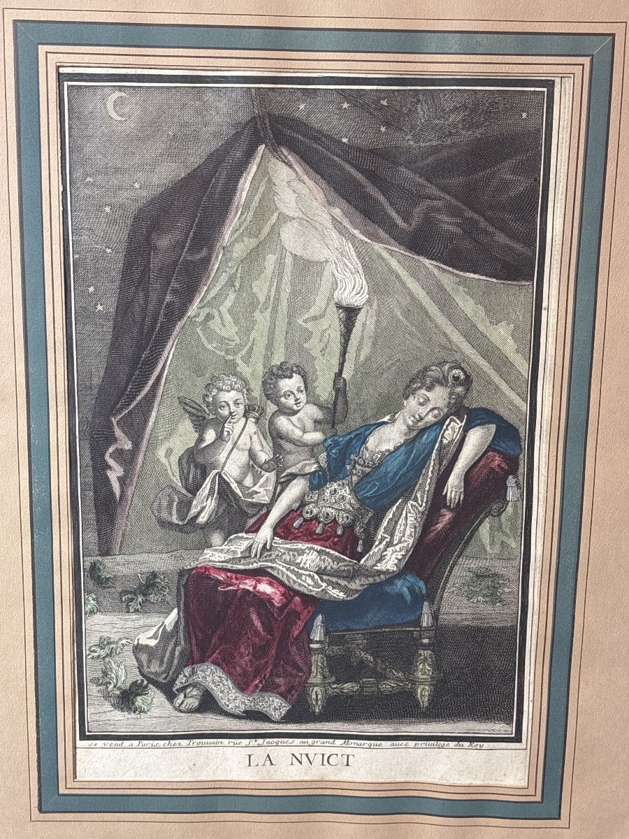 1697- Quatre Gravures Chez Antoine Trouvain Moments de la journée -photo-2