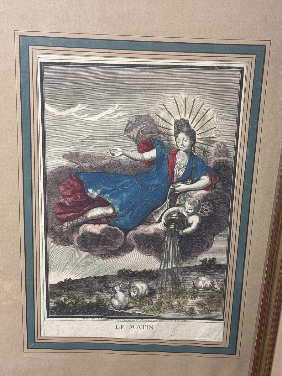 1697- Quatre Gravures Chez Antoine Trouvain Moments de la journée -photo-3