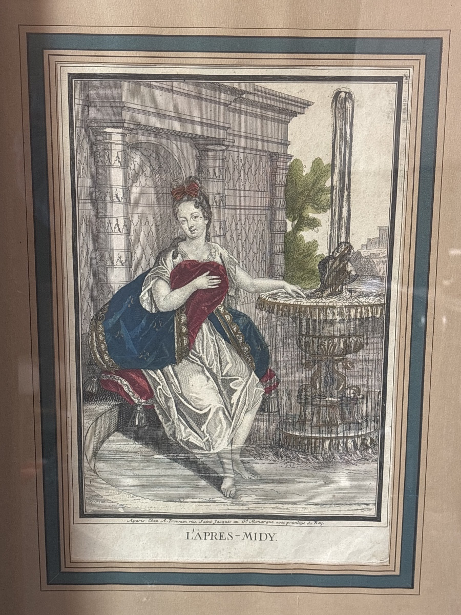 1697- Quatre Gravures Chez Antoine Trouvain Moments de la journée -photo-4