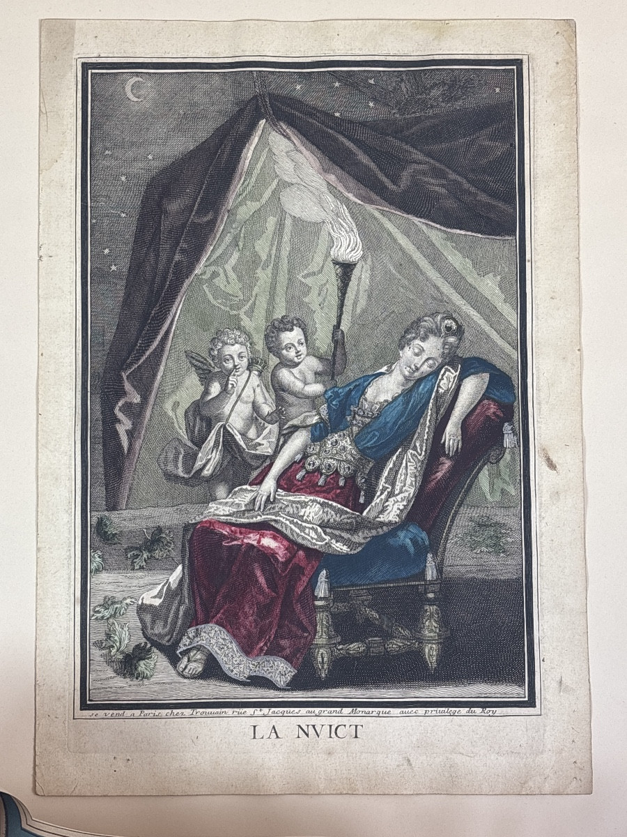 1697- Quatre Gravures Chez Antoine Trouvain Moments de la journée -photo-3