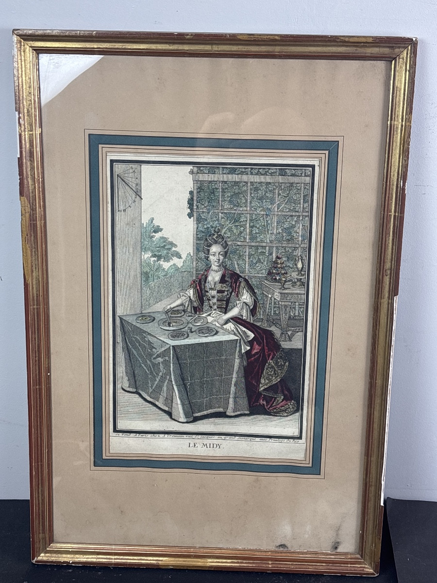 1697- Quatre Gravures Chez Antoine Trouvain Moments de la journée -photo-6